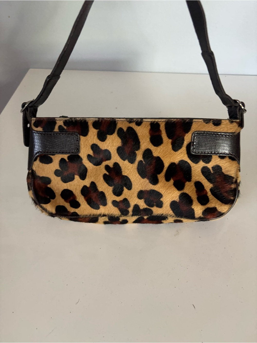 Dkny Leopard Print Shoulder Bag with Dark Brown Trim - Picture 2 of 4